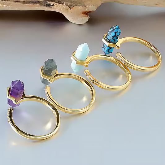 Balans & harmoni, hexagon ring ametist