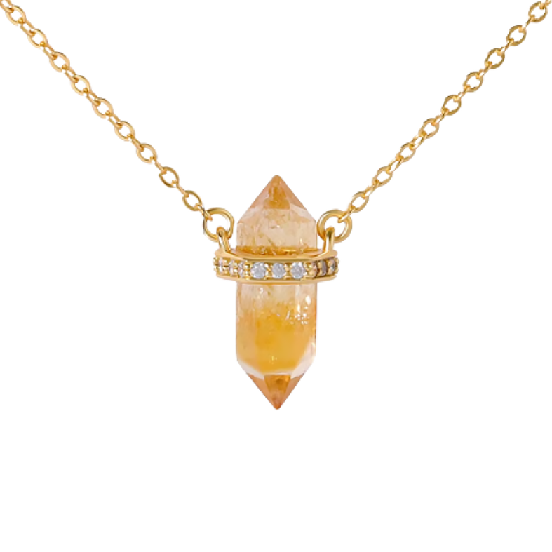 Solens värme, halsband citrin hexagon