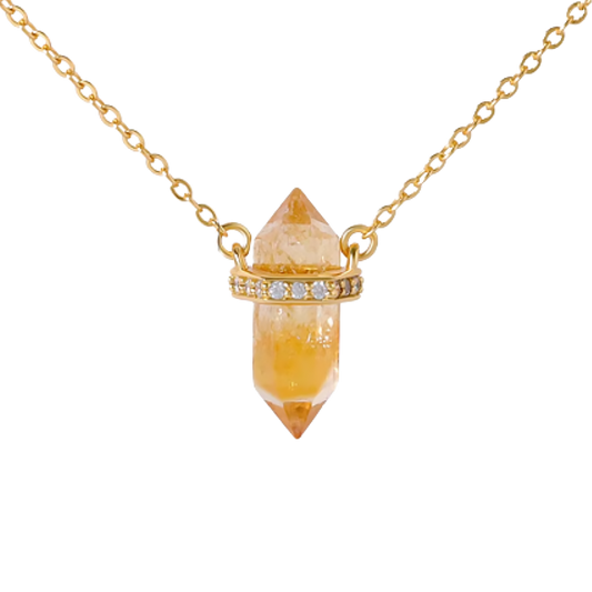 Solens värme, halsband citrin hexagon