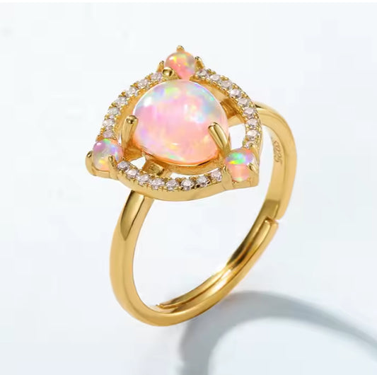 Stjärnstoft, halo ring med opal