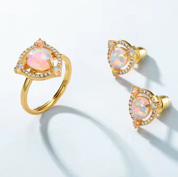 Stjärnstoft, halo ring med opal