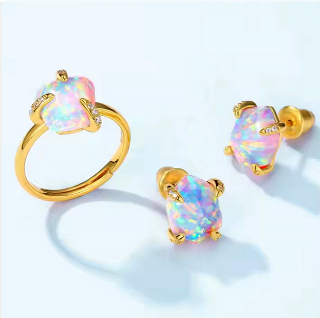 Stjärnstoft, örhängen med opal