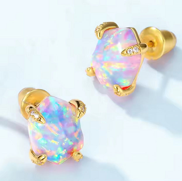 Stjärnstoft, örhängen med opal