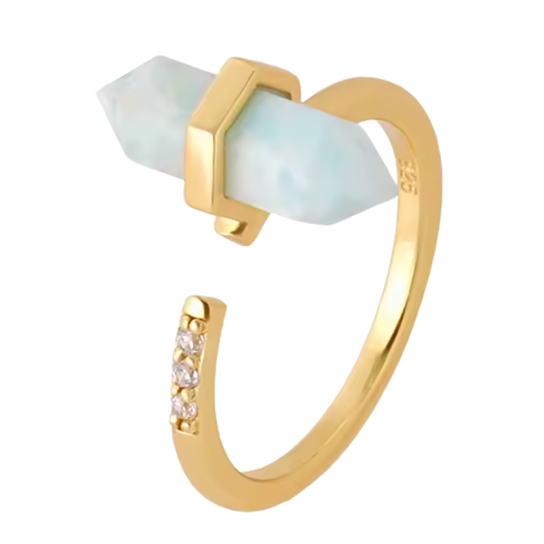 Havets stillhet, hexagon ring larimar