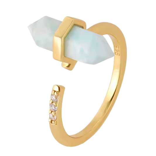 Havets stillhet, hexagon ring larimar