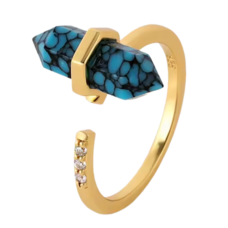 Jordens visdom, hexagon ring turkos