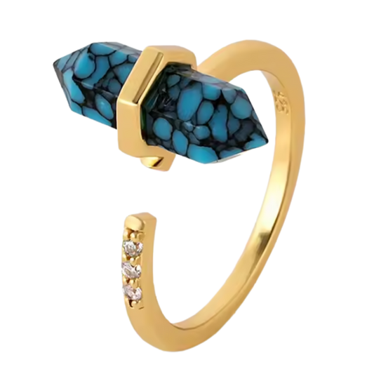 Jordens visdom, hexagon ring turkos